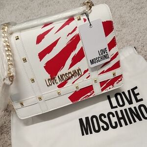 Love Moschino Red and White Crossbody Bag